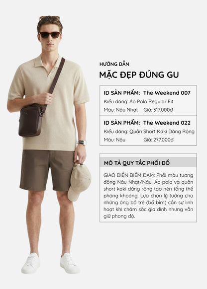 Quần short Kaki Túi Khóa Kéo The Weekend 022 Nâu