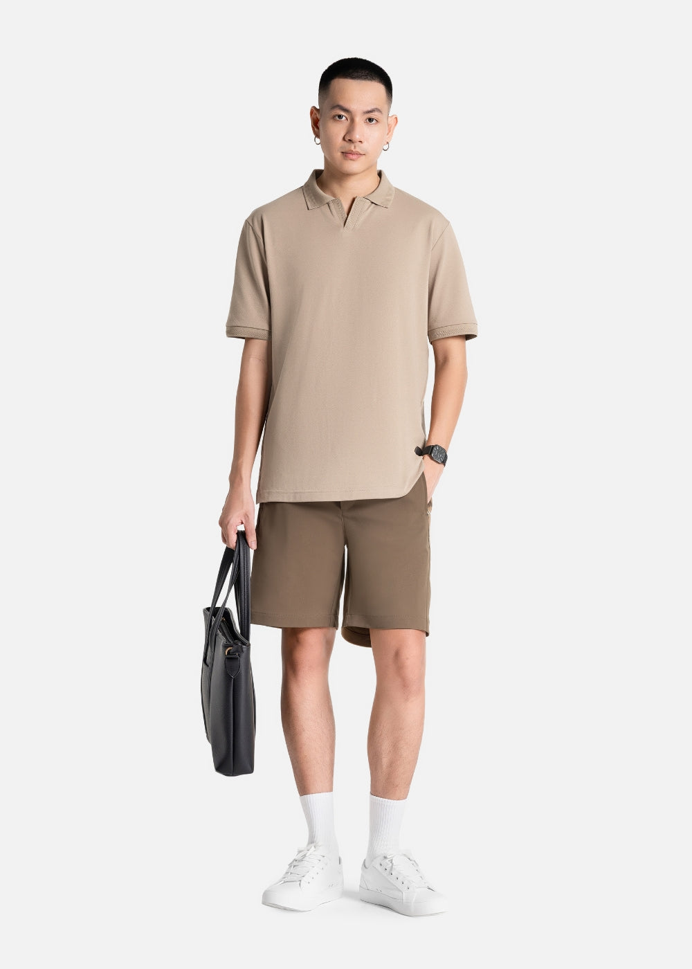 Quần short Kaki Túi Khóa Kéo The Weekend 022 Nâu