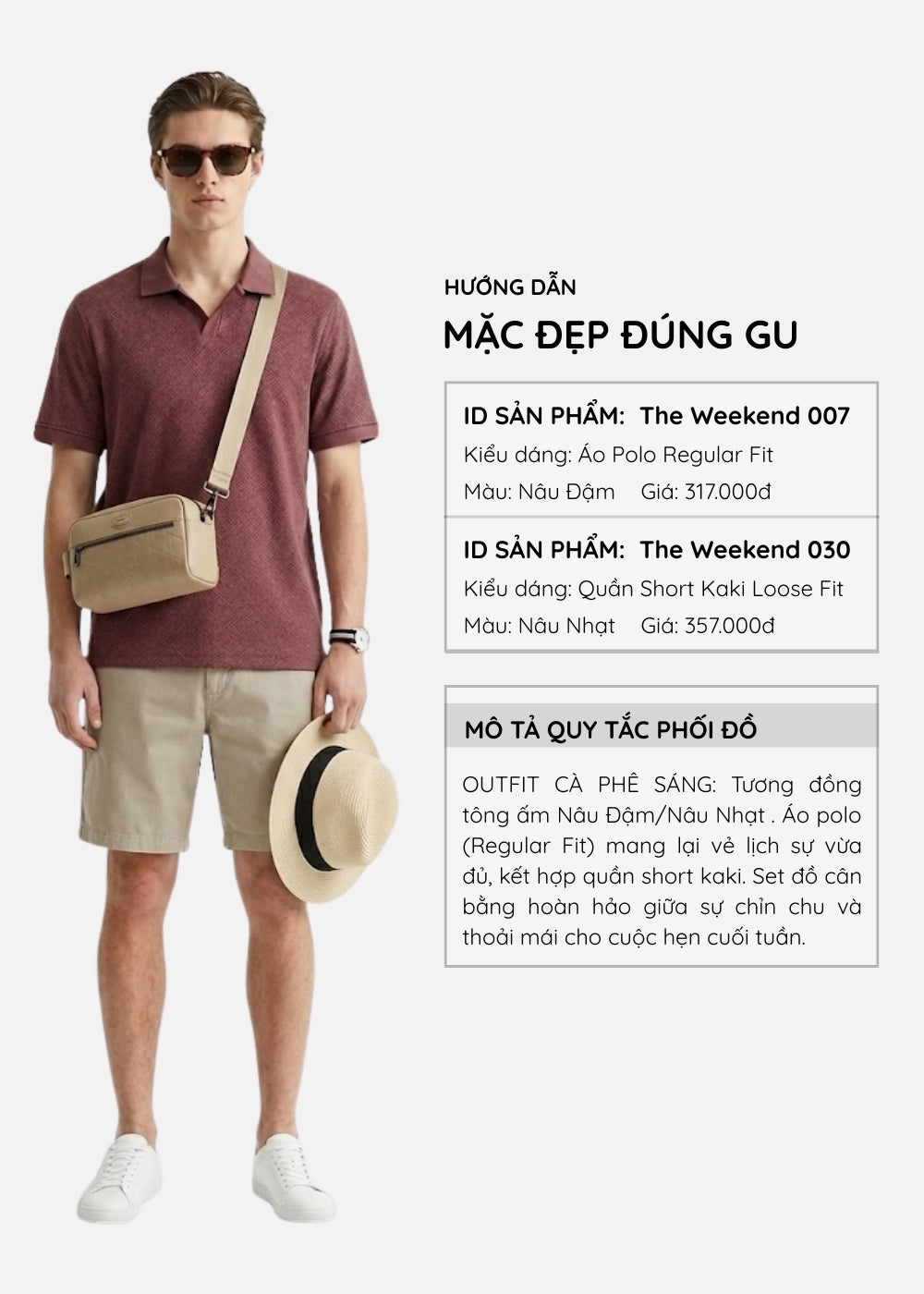 Áo Polo Co Giãn Thoáng Khí The Weekend 007 Nâu Đậm