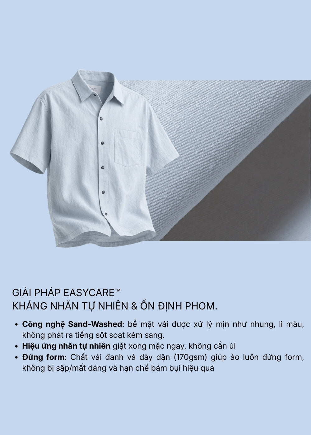 Áo Sơ Mi Tay Ngắn Bền Mềm Mịn The Weekend 010 Xám Nhạt