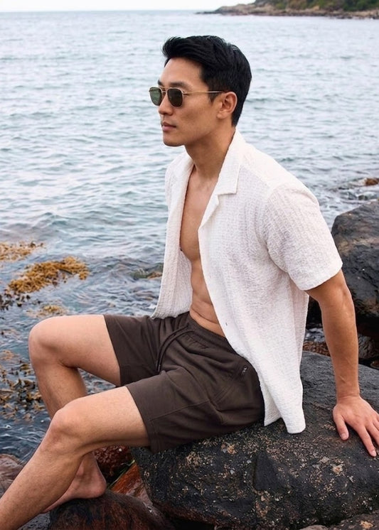 Quần Đùi Thun DurableTex™ Vải Cotton Thấm Mồ Hôi Mặc Êm Da The Weekend 021 Màu Nâu Đậm Dáng Rộng Rãi F4