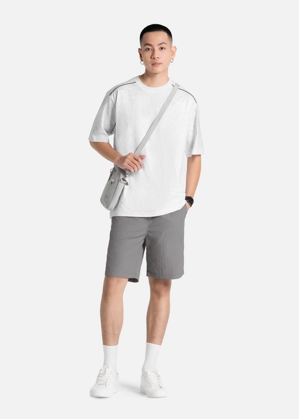 Áo Thun Thoáng Mát Vải Hiệu Ứng Loang The Weekend 027 Trắng