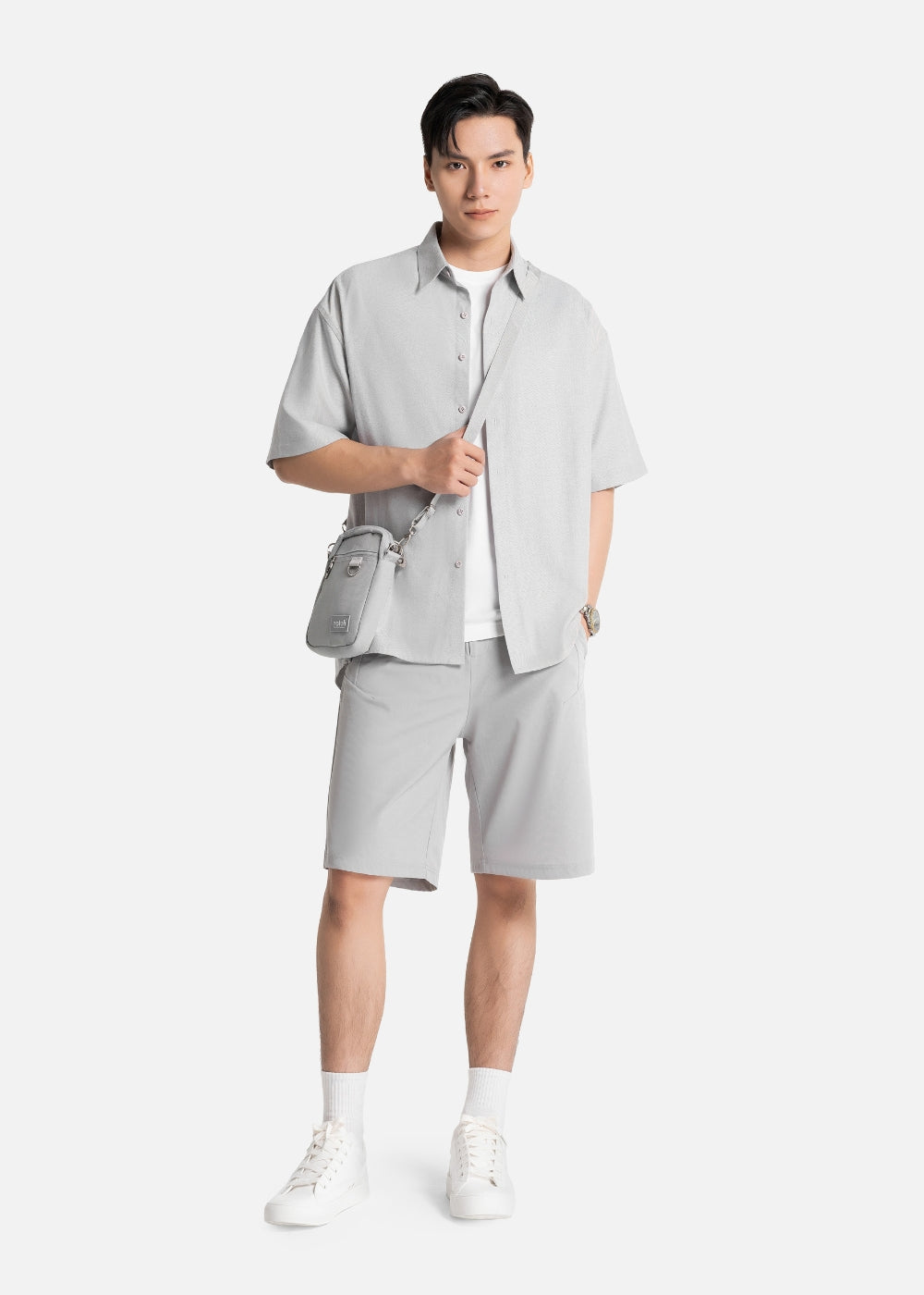 Quần Short Dù Co Giãn The Weekend 019 Xám Nhạt