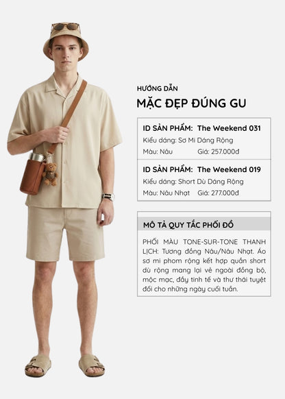 Quần Short Dù Co Giãn The Weekend 019 Nâu Nhạt