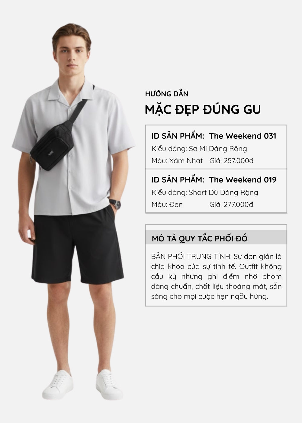 Áo Sơ Mi Tay Ngắn Nhẹ Bền The Weekend 031 Xám Nhạt