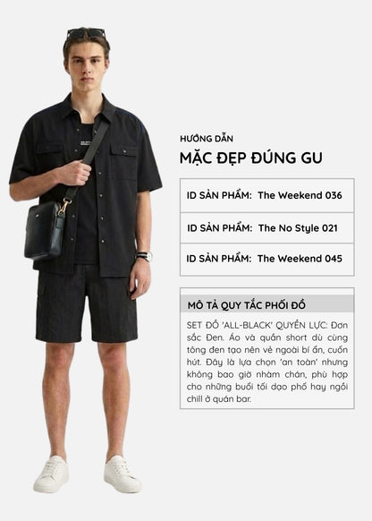 Áo Sơ Mi Tay Ngắn Nhẹ Thoáng Mát The Weekend 036 Đen