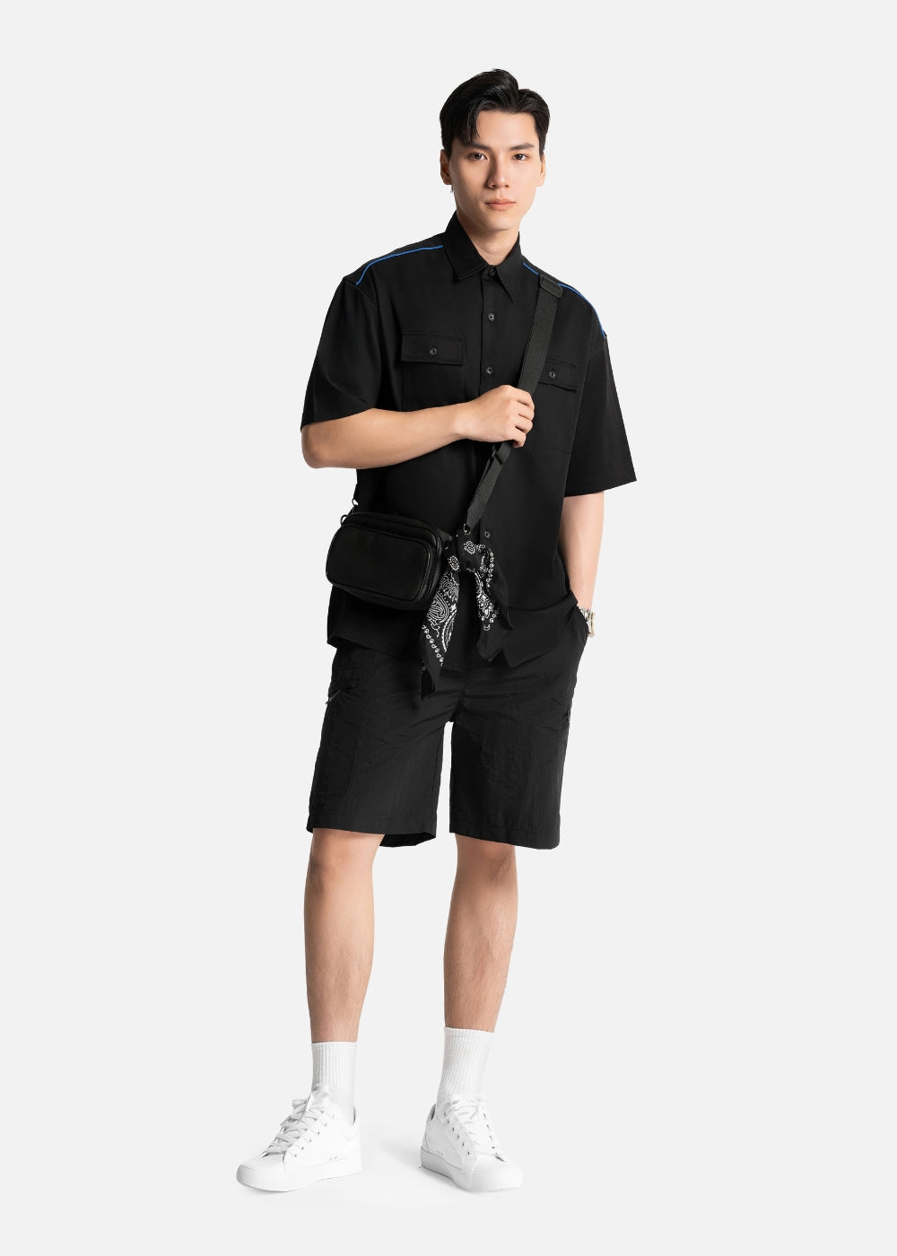 Áo Sơ Mi Tay Ngắn Nhẹ Thoáng Mát The Weekend 036 Đen