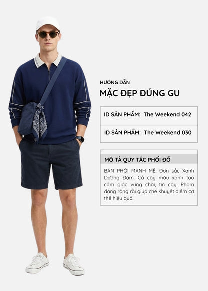 Áo Thun Tay Dài Cotna Thoáng Mát The Weekend 042 Xanh Dương Đậm