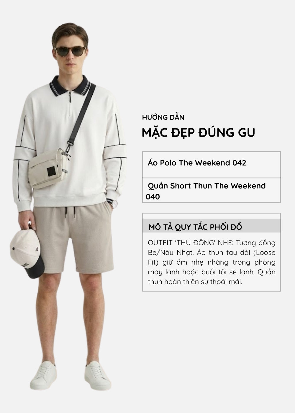 Áo Polo Tay Dài Khóa Kéo DurableTex™ Mềm Mại Nịnh Da Lên Dáng Chuẩn The Weekend 042 Màu Be Dáng Rộng Rãi F4