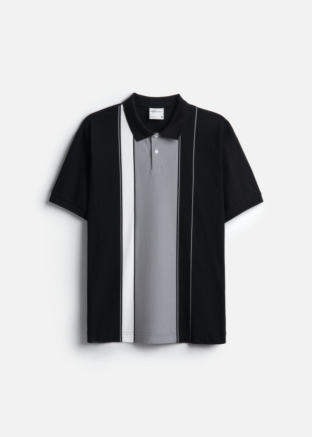 Áo Thun Cổ Polo  FlexFit™ Họa Tiết Sọc Vải Cá Sấu Cotton Mềm Mát The Weekend 047 Màu Đen 99 Dáng Vừa Vặn F3