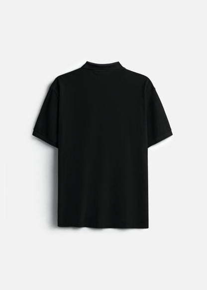 Áo Thun Cổ Polo  FlexFit™ Họa Tiết Sọc Vải Cá Sấu Cotton Mềm Mát The Weekend 047 Màu Đen 99 Dáng Vừa Vặn F3