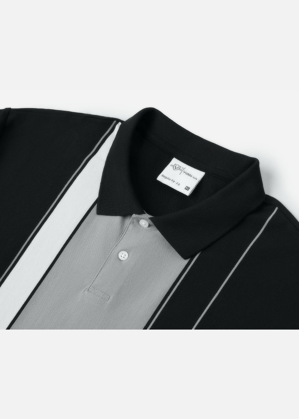 Áo Thun Cổ Polo  FlexFit™ Họa Tiết Sọc Vải Cá Sấu Cotton Mềm Mát The Weekend 047 Màu Đen 99 Dáng Vừa Vặn F3