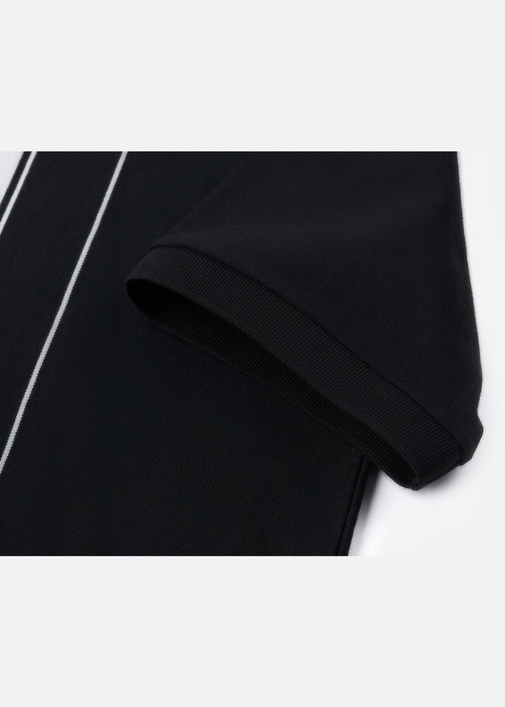 Áo Thun Cổ Polo  FlexFit™ Họa Tiết Sọc Vải Cá Sấu Cotton Mềm Mát The Weekend 047 Màu Đen 99 Dáng Vừa Vặn F3