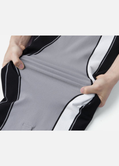 Áo Thun Cổ Polo  FlexFit™ Họa Tiết Sọc Vải Cá Sấu Cotton Mềm Mát The Weekend 047 Màu Đen 99 Dáng Vừa Vặn F3