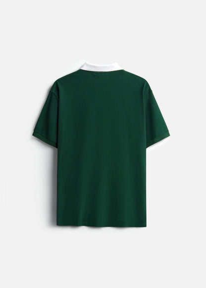 Áo Thun Cổ Polo  FlexFit™ Họa Tiết Sọc Vải Cá Sấu Cotton Mềm Mát The Weekend 047 Màu Rêu 72 Dáng Vừa Vặn F3