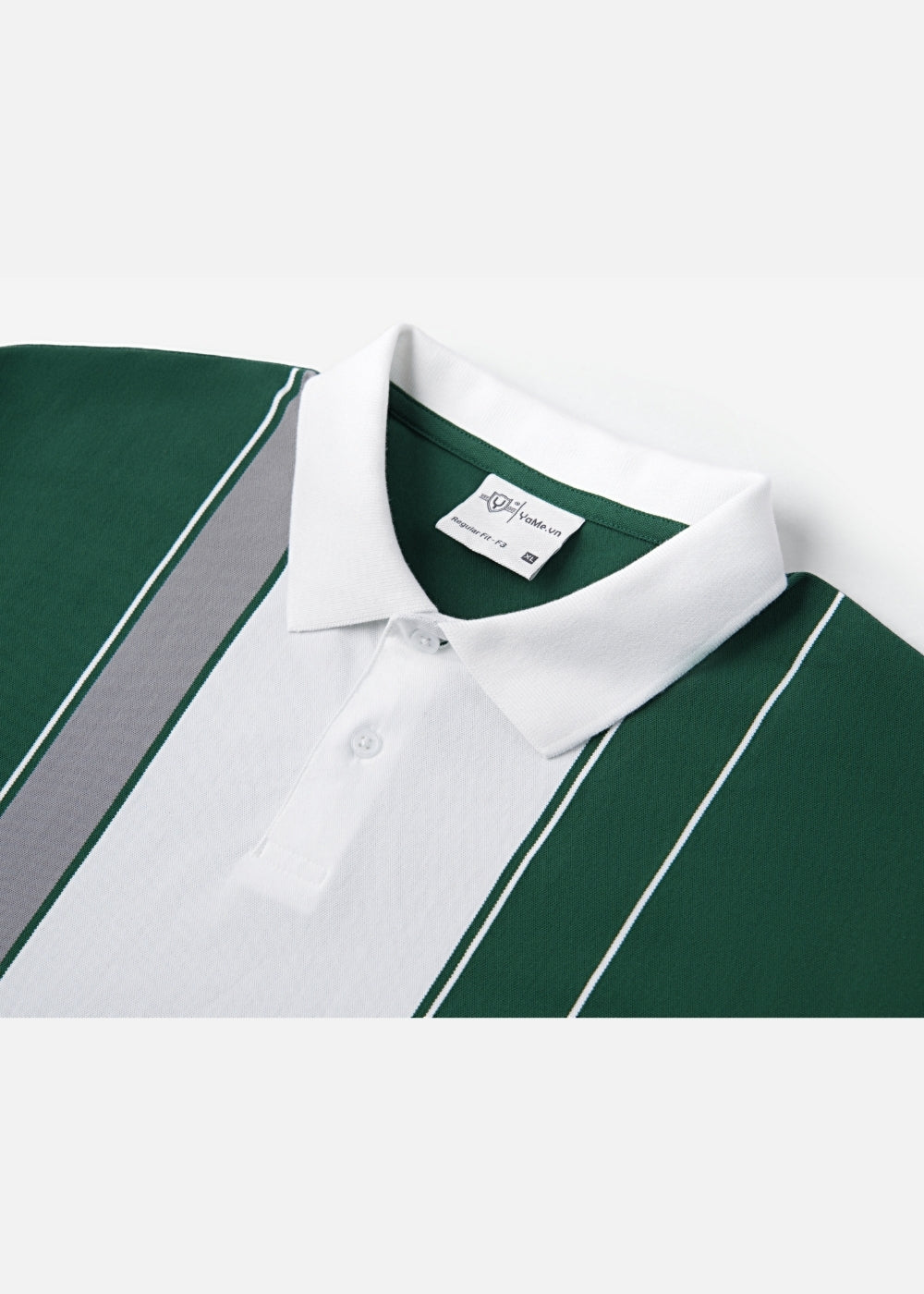 Áo Thun Cổ Polo  FlexFit™ Họa Tiết Sọc Vải Cá Sấu Cotton Mềm Mát The Weekend 047 Màu Rêu 72 Dáng Vừa Vặn F3