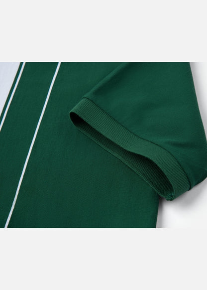 Áo Thun Cổ Polo  FlexFit™ Họa Tiết Sọc Vải Cá Sấu Cotton Mềm Mát The Weekend 047 Màu Rêu 72 Dáng Vừa Vặn F3