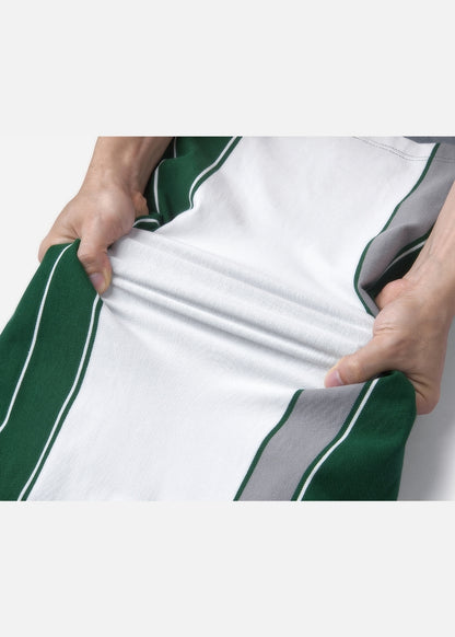 Áo Thun Cổ Polo  FlexFit™ Họa Tiết Sọc Vải Cá Sấu Cotton Mềm Mát The Weekend 047 Màu Rêu 72 Dáng Vừa Vặn F3
