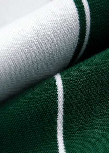 Áo Thun Cổ Polo  FlexFit™ Họa Tiết Sọc Vải Cá Sấu Cotton Mềm Mát The Weekend 047 Màu Rêu 72 Dáng Vừa Vặn F3