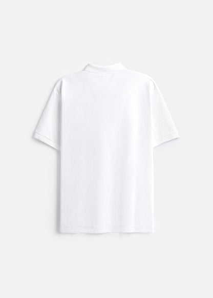 Áo Thun Cổ Polo  FlexFit™ Họa Tiết Sọc Vải Cá Sấu Cotton Mềm Mát The Weekend 047 Màu Trắng 11 Dáng Vừa Vặn F3