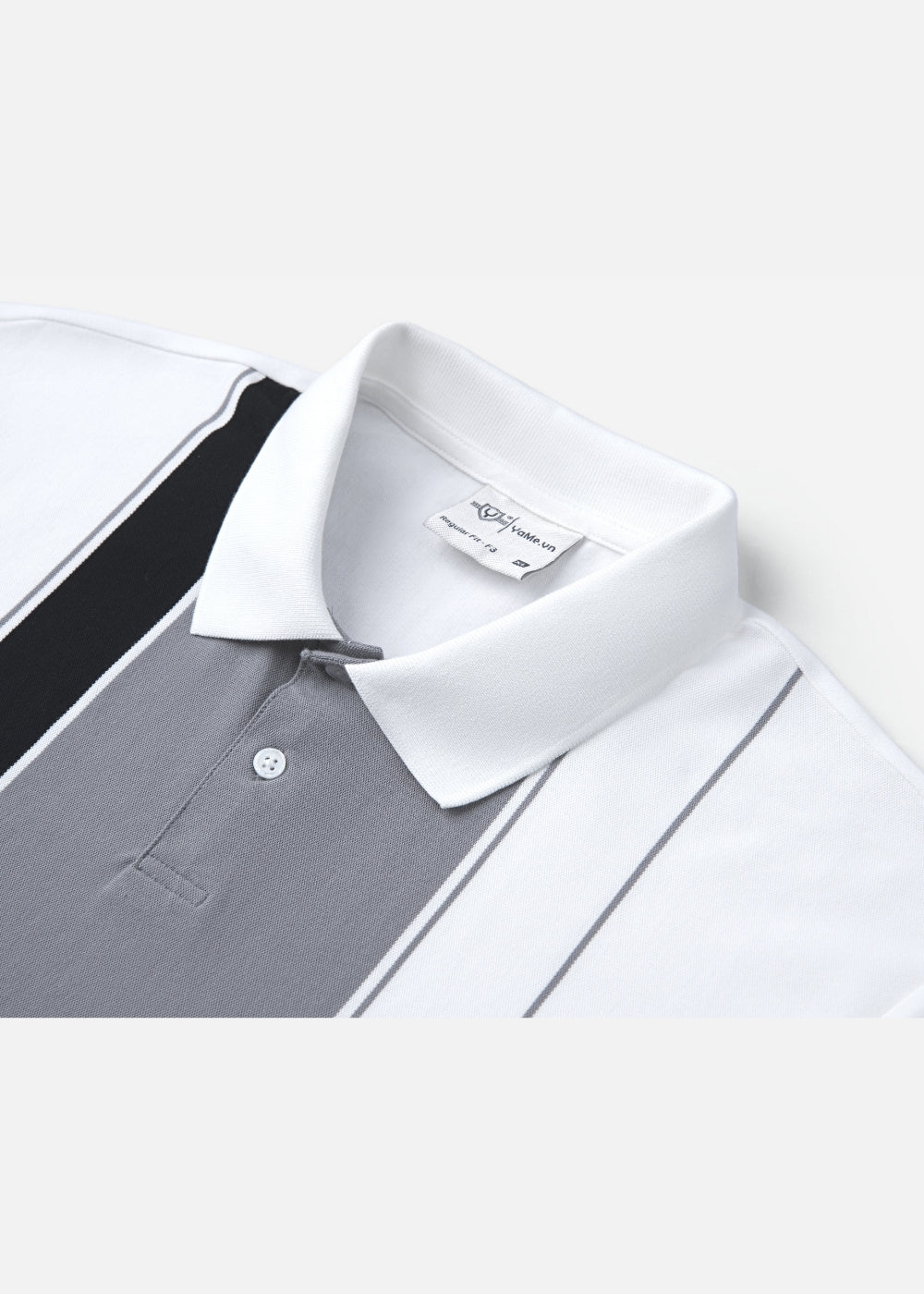 Áo Thun Cổ Polo  FlexFit™ Họa Tiết Sọc Vải Cá Sấu Cotton Mềm Mát The Weekend 047 Màu Trắng 11 Dáng Vừa Vặn F3