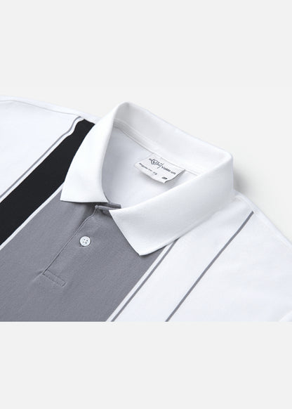 Áo Thun Cổ Polo  FlexFit™ Họa Tiết Sọc Vải Cá Sấu Cotton Mềm Mát The Weekend 047 Màu Trắng 11 Dáng Vừa Vặn F3