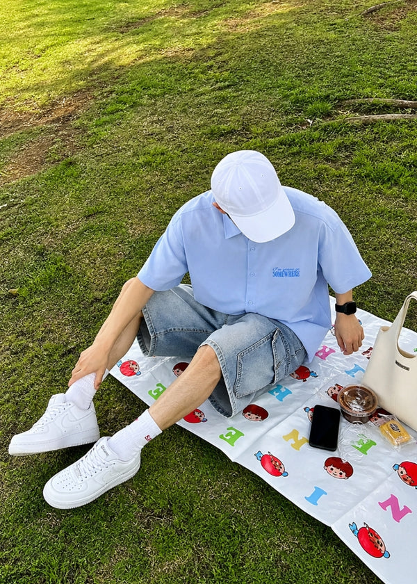 Sơ Mi Tay Ngắn Boxy EasyCare™ Vải Oxford Mềm Thoáng Tay Lật Lai Sọc Trendy The Weekend 048 Màu Beige 63 Dáng Hộp F5
