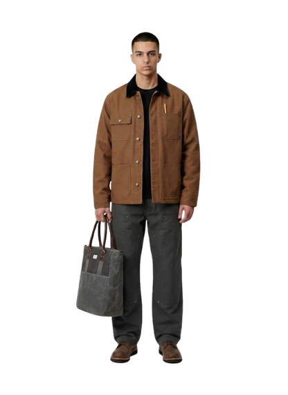 Áo Khoác Kaki Retro Bền Đứng Phom The Worker 001 Nâu Đậm