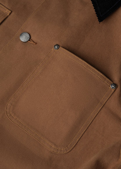 Áo Khoác Kaki Retro Bền Đứng Phom The Worker 001 Nâu Đậm