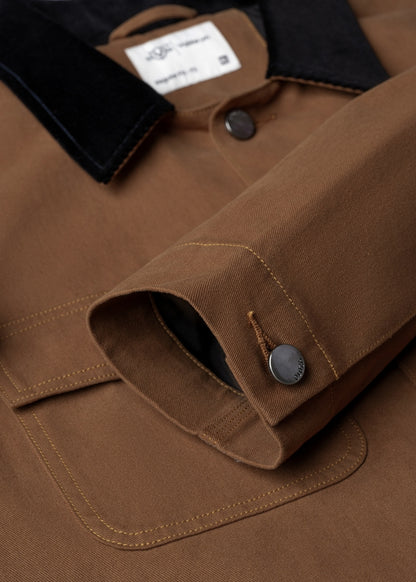 Áo Khoác Kaki Retro Bền Đứng Phom The Worker 001 Nâu Đậm