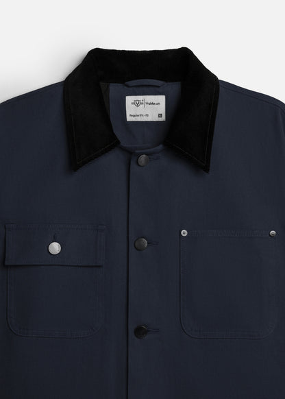 Áo Khoác Kaki Retro Bền Đứng Phom The Worker 001 Xanh Dương Đậm