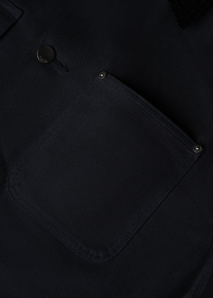 Áo Khoác Kaki Retro Bền Đứng Phom The Worker 001 Xanh Dương Đậm