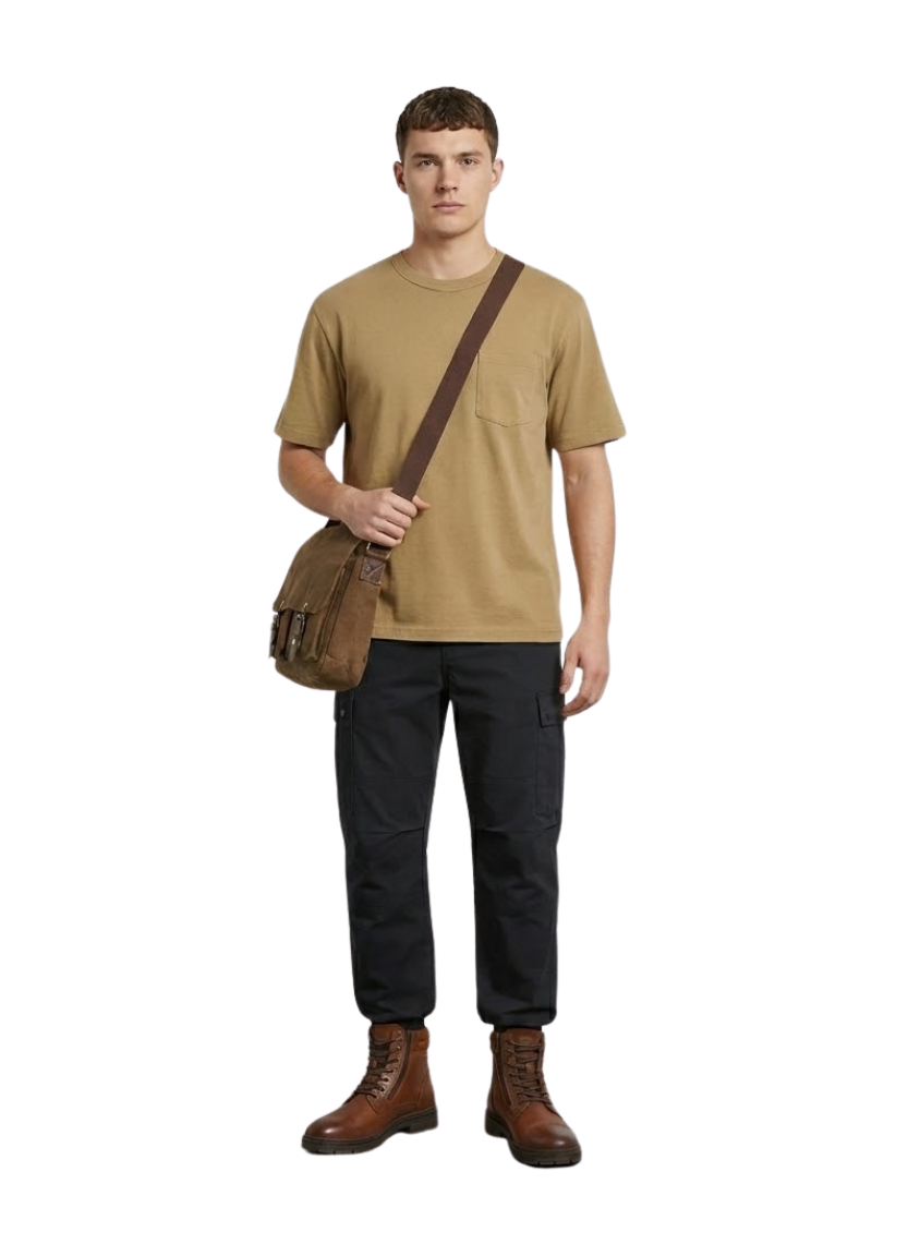 Áo Thun Tay Ngắn Cotton Wash Mềm Mại Kiểm Soát Mùi The Worker 003 Vàng