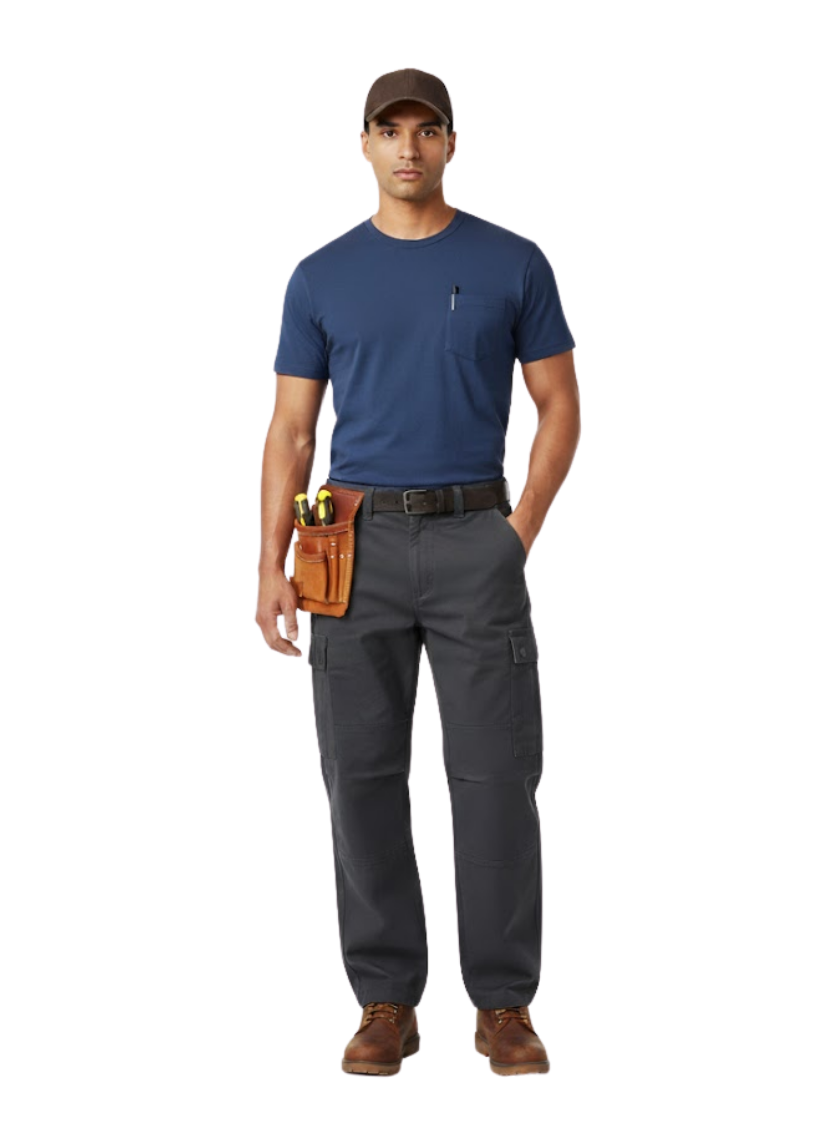 Áo Thun Tay Ngắn Cotton Wash Mềm Mại Kiểm Soát Mùi The Worker 003 Xanh Dương