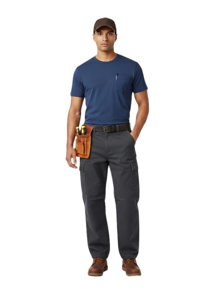 Áo Thun Tay Ngắn Cotton Wash Mềm Mại Kiểm Soát Mùi The Worker 003 Xanh Dương