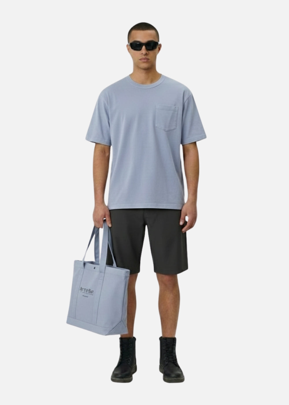 Áo Thun Tay Ngắn Cotton Wash Mềm Mại Kiểm Soát Mùi The Worker 003 Xanh Dương Nhạt