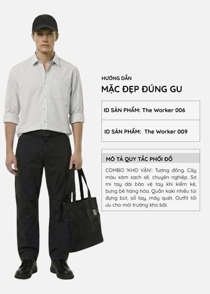 Áo Sơ Mi Tay Dài OXFORD Mềm Mát Ít Nhăn The Worker 006 Xám Nhạt