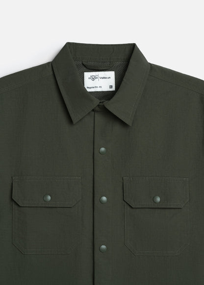 Áo Sơ Mi Tay Ngắn Smart Trượt Nước Thoát Khí The Worker 007 Xanh Lá Đậm