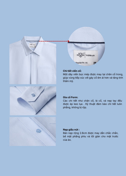 Áo Sơ Mi Tay Dài AirDry™ Siêu Nhẹ Nhanh Khô The Worker 008 Xanh Dương Nhạt