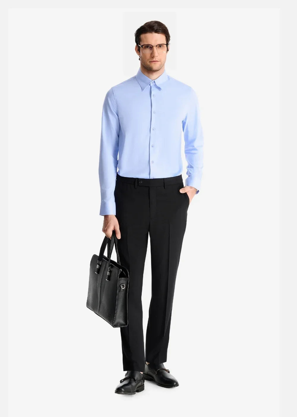 Áo Sơ Mi Tay Dài StayFresh™ Kháng Khuẩn Vải Sợi Ngải Cứu The CEO 002 Xanh Dương Nhạt