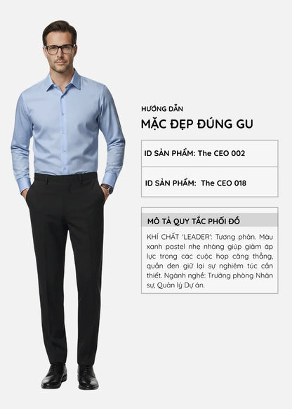 Áo Sơ Mi Tay Dài StayFresh™ Kháng Khuẩn Vải Sợi Ngải Cứu The CEO 002 Xanh Dương Nhạt
