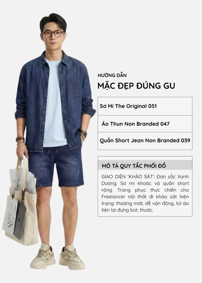 Áo Sơ Mi Khoác Jean DurableTex™ Dày Dặn Đứng Dáng The Original 051 Màu Xanh Dương Dáng Rộng Rãi F4