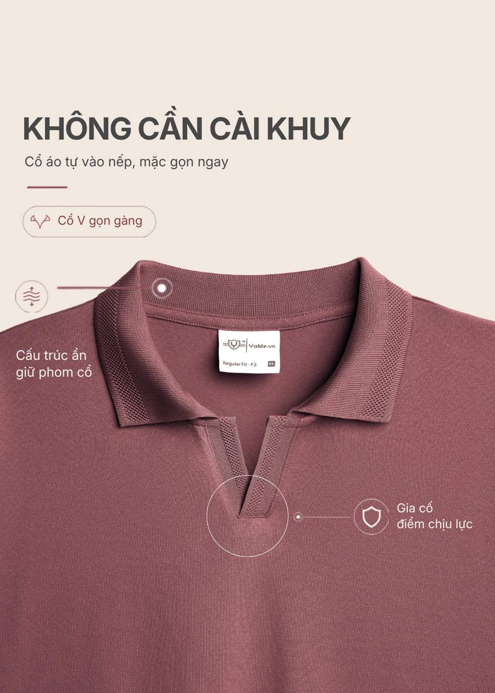 Áo Thun Cổ Polo FlexFit™ Cổ V Vải Dệt Vân Nổi Sang Trọng Co Giãn The Weekend 007 Màu Nâu Nhạt Dáng Vừa Vặn F3