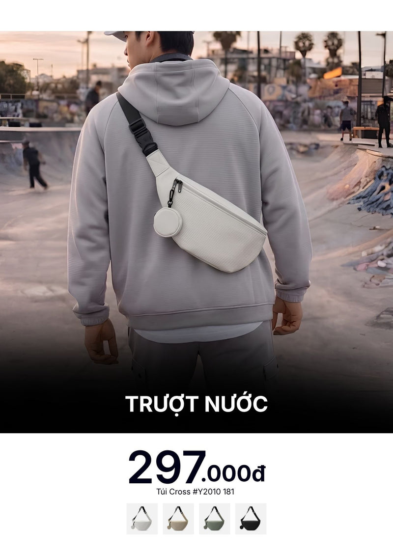Túi Đeo Chéo Cross Bag Trượt Nước Kèm Túi Mini Rời Tiện Ích  #Y2010 181 Màu Trắng