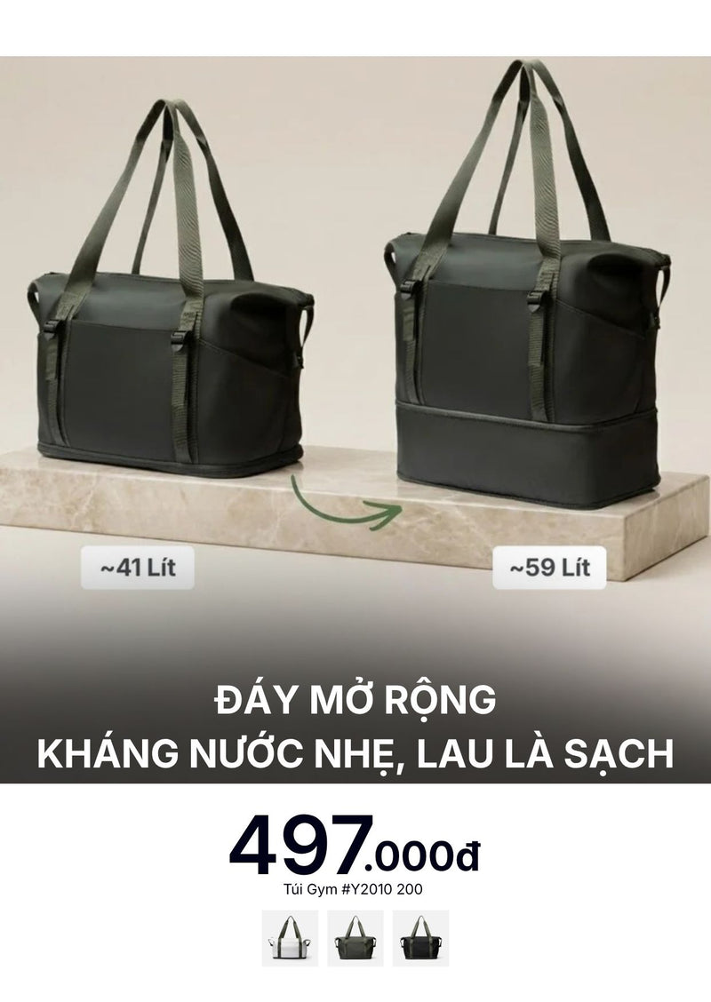 Túi Đa Năng Gym & Du Lịch Đáy Mở Rộng Kháng Nước Nhẹ Lau Là Sạch #Y2010 200 Màu Xanh Lá Đậm