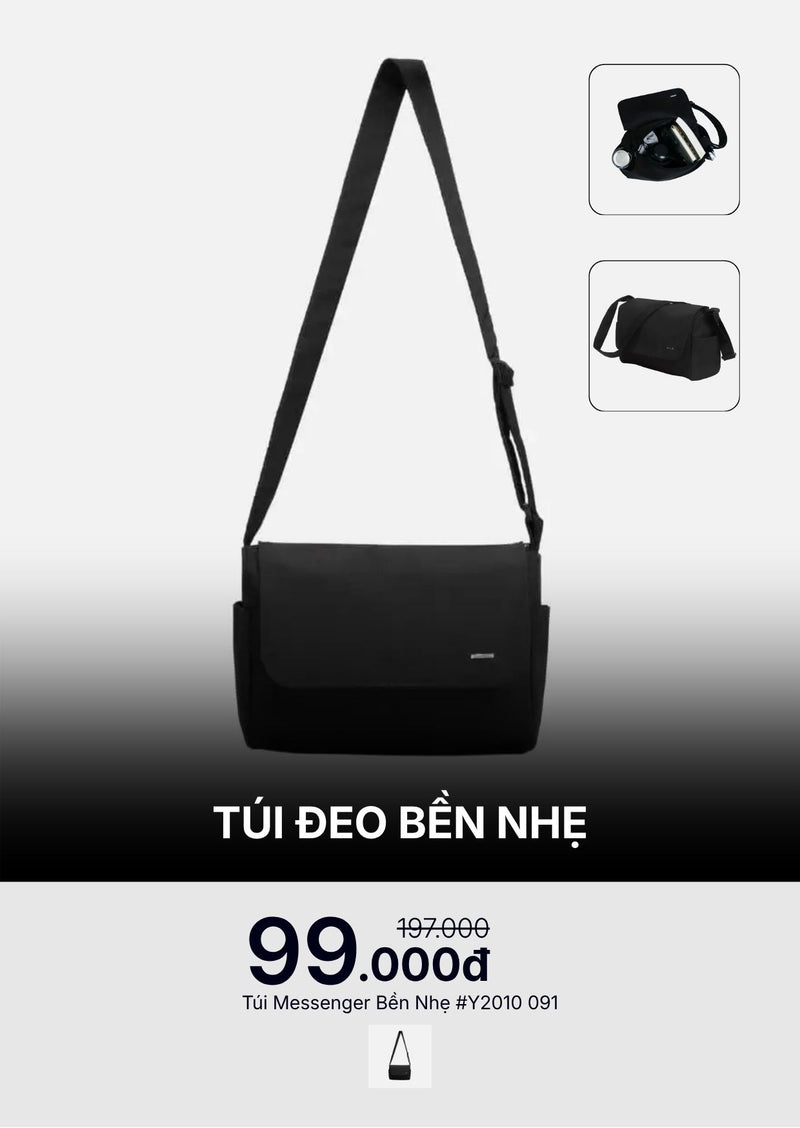Túi Messenger Bền Nhẹ #Y2010 091 Màu Đen