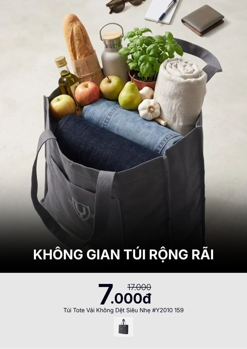 Túi Tote Vải Không Dệt Siêu Nhẹ #Y2010 159 Màu Xám Đậm