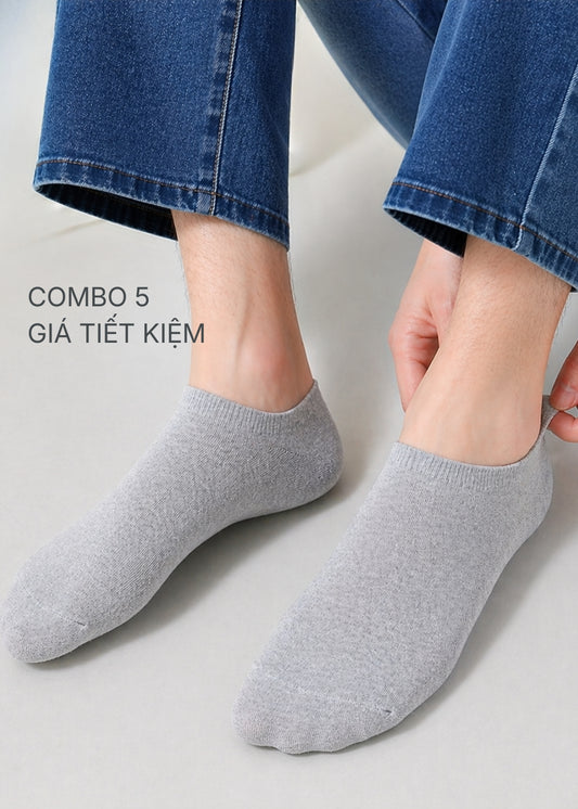 Combo 5 Vớ Basic Cổ Ngắn Khô Thoáng Siêu Êm #Y2010 158 Màu Xám