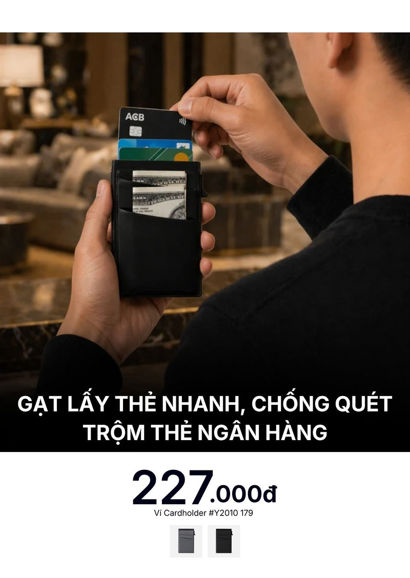 Ví Nhôm Gạt Lấy Thẻ Nhanh, Siêu Nhẹ, Chống Quét Trộm Thẻ Ngân Hàng #Y2010 179 Màu Đen
