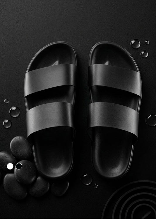 Dép Đế Thấp Two-strap Slides #Y2010 041 Đen